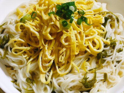 ゆず胡椒香る~♪そうめんのめかぶ和え